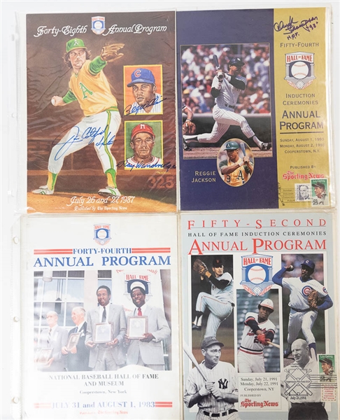Lot of 4 Signed Hall Of Fame Induction Magazines w. Catfish Hunter - JSA Auction Letter