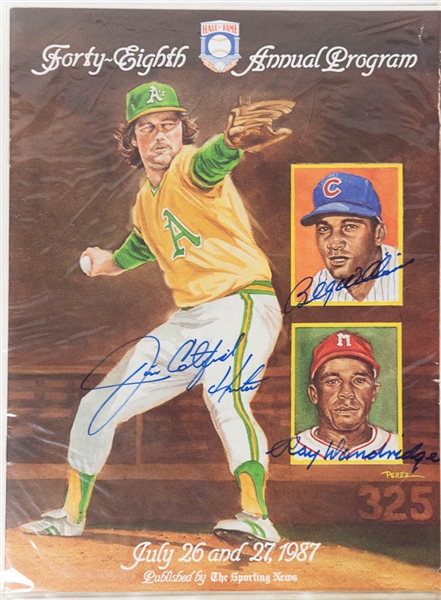 Lot of 4 Signed Hall Of Fame Induction Magazines w. Catfish Hunter - JSA Auction Letter