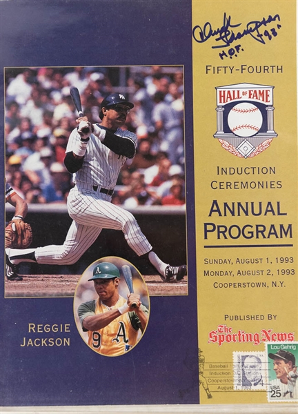 Lot of 4 Signed Hall Of Fame Induction Magazines w. Catfish Hunter - JSA Auction Letter