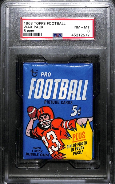 1968 Topps Football Unopened Wax Pack PSA 8 (Bob Griese Rookie Year)