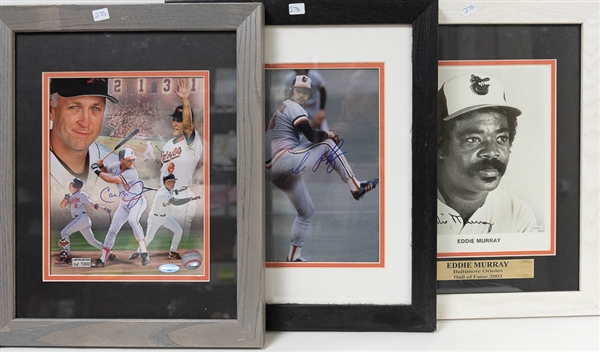 Lot of 3 Orioles Signed & Framed Photos w. Ripken & Murray - JSA Auction Letter