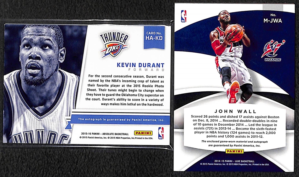 Kevin Durant & John Wall Panini Autograph Cards