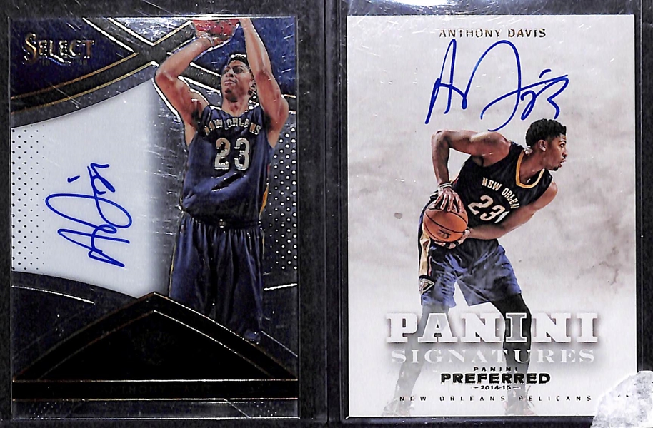 Lot of 2 Anthony Davis Autograph Cards w. Panini Select