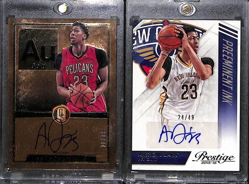 Lot of 2 Anthony Davis Autograph Cards w. Panini Gold Standard