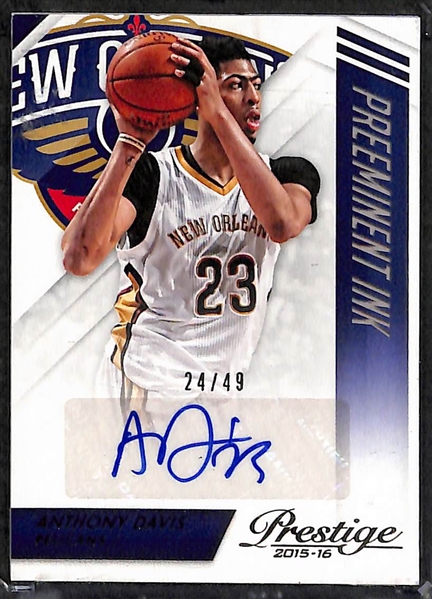 Lot of 2 Anthony Davis Autograph Cards w. Panini Gold Standard