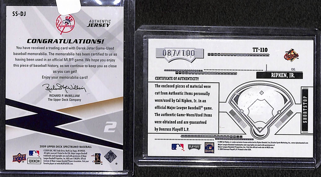 Lot of 13 Baseball Autograph & Relic Cards w. Jeter & Ripken
