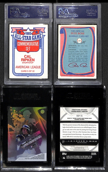 Lot of 4 Baseball Autograph Cards w. Cal Ripken Jr & Pete Rose