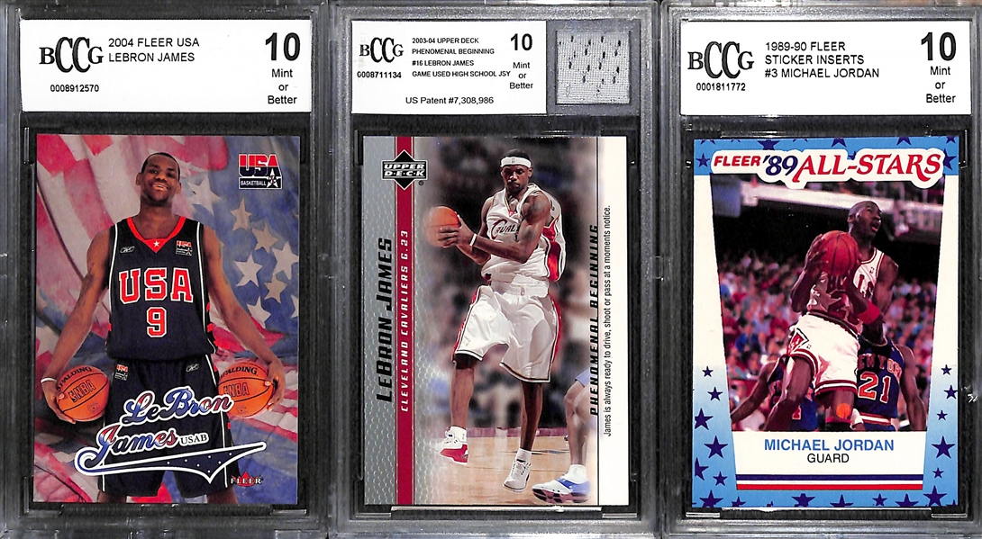 Lot of 13 Graded Basketball Cards w. Michael Jordan & LeBron James Rookie