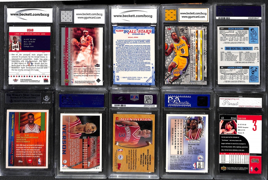 Lot of 13 Graded Basketball Cards w. Michael Jordan & LeBron James Rookie