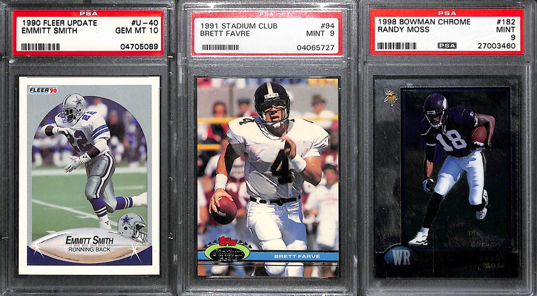Lot of 10 Football Graded Cards w. Emmitt Smith Rookie