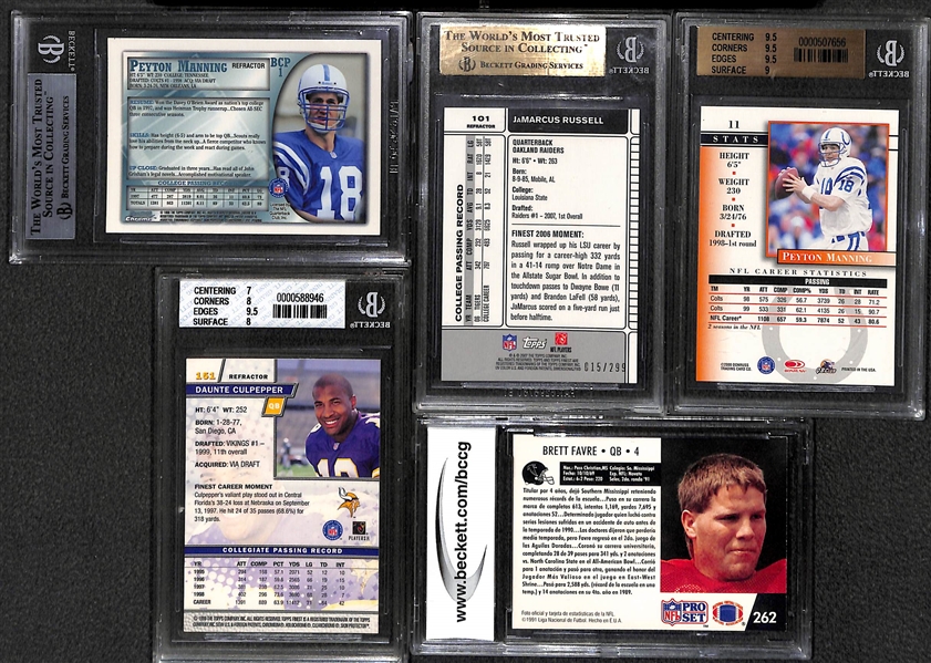 Lot of 5 Football Graded Cards w. Peyton Manning Preview Refractor