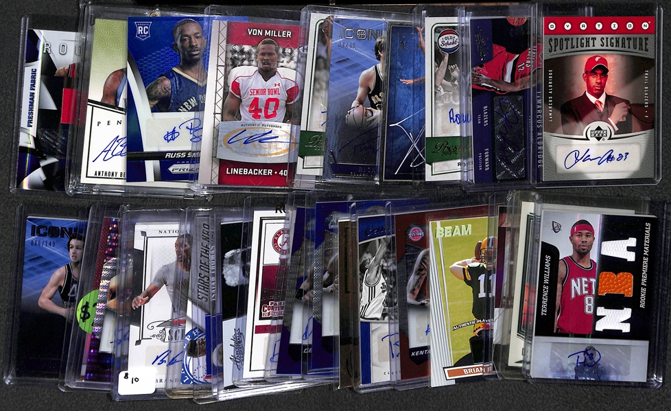 Lot of 29 Football & Basketball Autograph/Relic Cards w. LaMarcus Aldridge