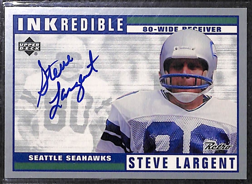 Lot of 8 Football Autograph & Relic Cards w. Gale Sayers & Steve Largent