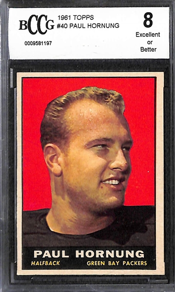 Lot of 5 Football Graded Cards w. 1961 Topps Paul Hornung