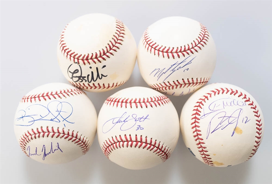 Lot of 5 Orioles Signed Baseballs w. 4 Team Signed  - JSA Auction Letter
