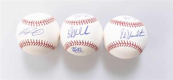 Lot of 3 Orioles Signed Baseballs w. Team Signed & Manny Machado - JSA Auction Letter