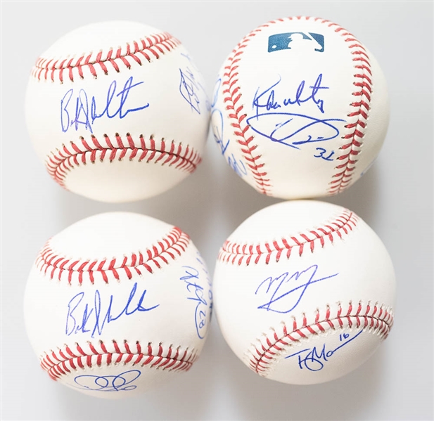 Lot of 4 Orioles Team Signed Baseballs (2014-2017) w. Manny Machado - JSA Auction Letter