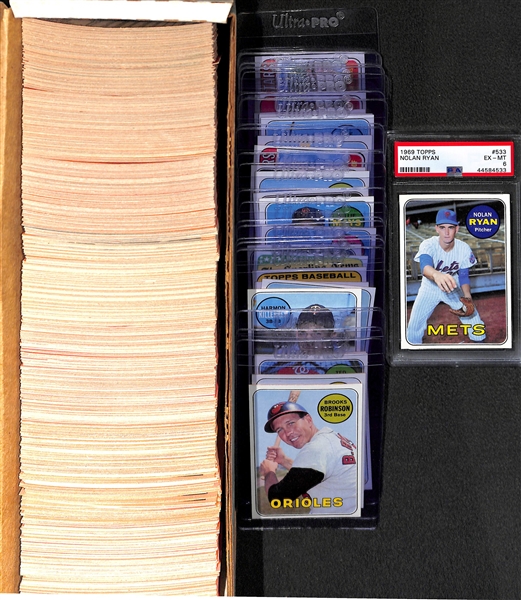 1969 Topps Baseball Card Set Missing 3 Cards Listed Above (Mantle, Bench, R. Jackson) - Mostly Pack-Fresh Cards Inc. Nolan Ryan #533 PSA 6