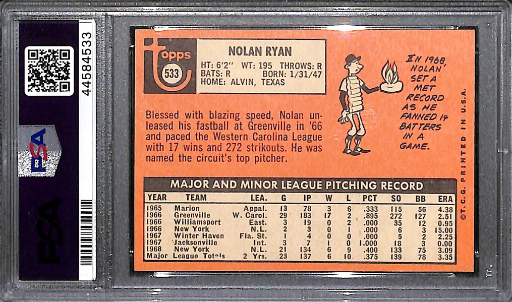 1969 Topps Baseball Card Set Missing 3 Cards Listed Above (Mantle, Bench, R. Jackson) - Mostly Pack-Fresh Cards Inc. Nolan Ryan #533 PSA 6