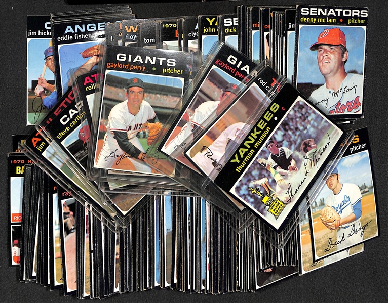 Lot of 250+ 1971 Topps Baseball Cards w. Thurman Munson