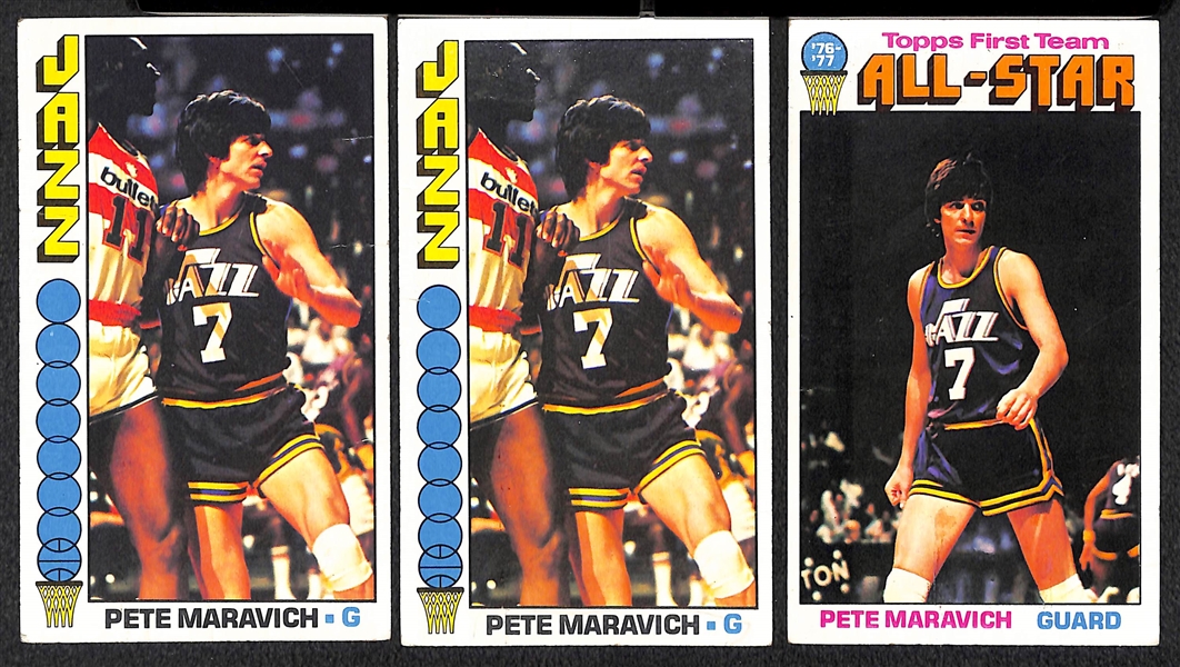 Lot of 180 1976-77 Assorted Topps Basketball Cards w. Pete Maravich x2