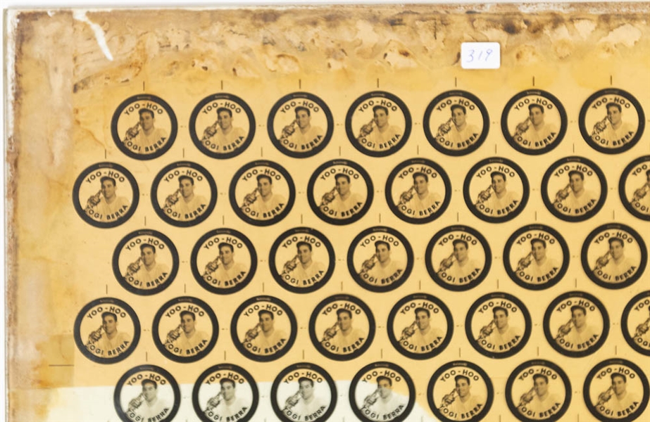Early 1950's Yoo-Hoo Yogi Berra Bottle Cap Printing Proof Glass Plate