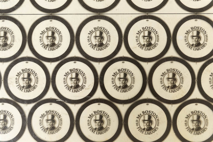 Lot of 3x 1950's Bottle Cap Printing Proof Glass Plates w. Mr Boston Fine Liquors