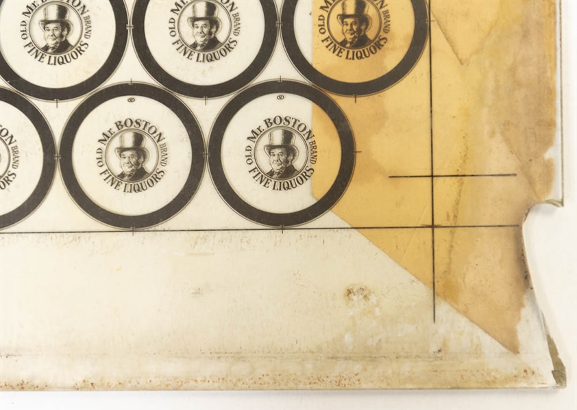 Lot of 3x 1950's Bottle Cap Printing Proof Glass Plates w. Mr Boston Fine Liquors