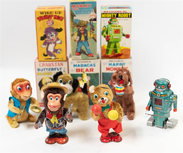 Lot of 6 1960's Vintage Wind-Up Toys