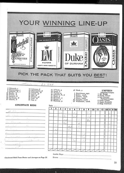 1961 World Series Program - Yankees VS Reds (Pencil Markings On Scorecard)