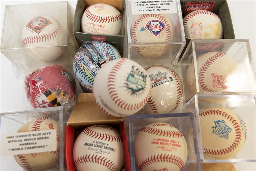 Lot of 21 World Series & Commemorative Baseballs