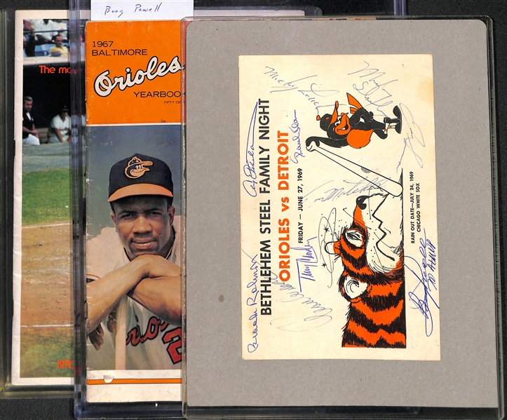 Lot of 3 Orioles Signed Yearbooks & Scorebooks w. Brooks Robinson