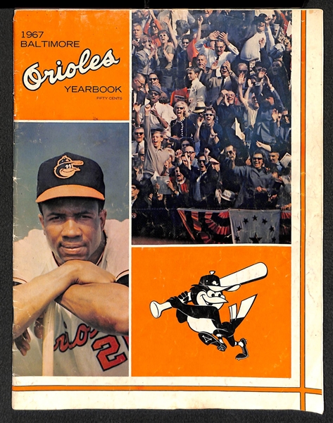 Lot of 3 Orioles Signed Yearbooks & Scorebooks w. Brooks Robinson