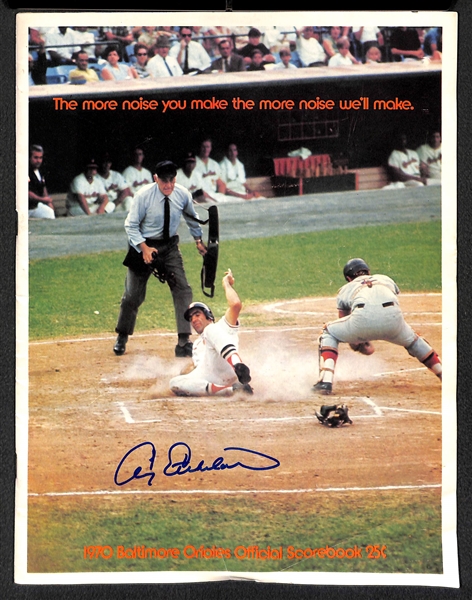 Lot of 3 Orioles Signed Yearbooks & Scorebooks w. Brooks Robinson