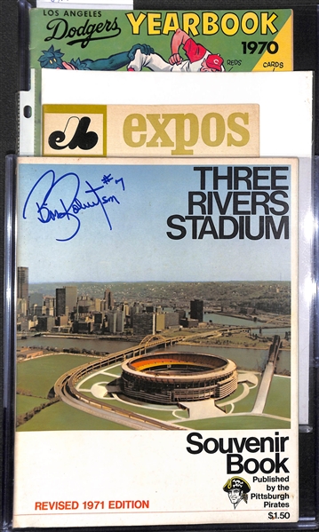 Lot of 3 Signed Vintage Yearbooks w 1970 Dodgers