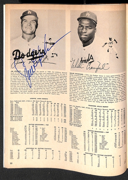 Lot of 3 Signed Vintage Yearbooks w 1970 Dodgers