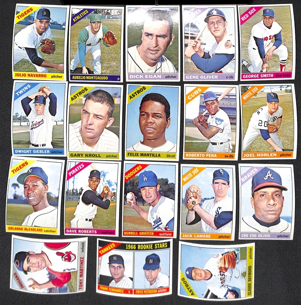 Lot of 18 1966 Topps Baseball High Number Cards w. Fritz Peterson RC
