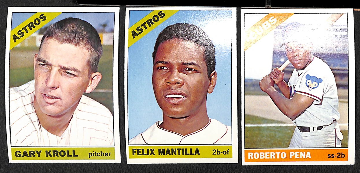 Lot of 18 1966 Topps Baseball High Number Cards w. Fritz Peterson RC