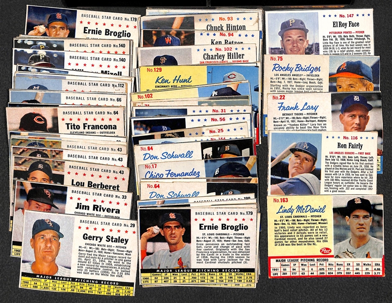 Lot of 50 1961-1963 Post Cereal Cards w. Elroy Face
