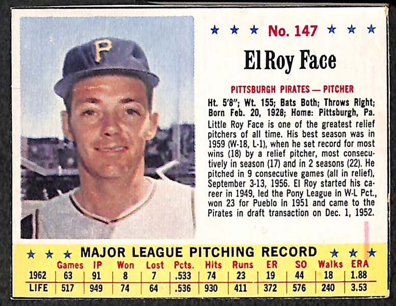 Lot of 50 1961-1963 Post Cereal Cards w. Elroy Face