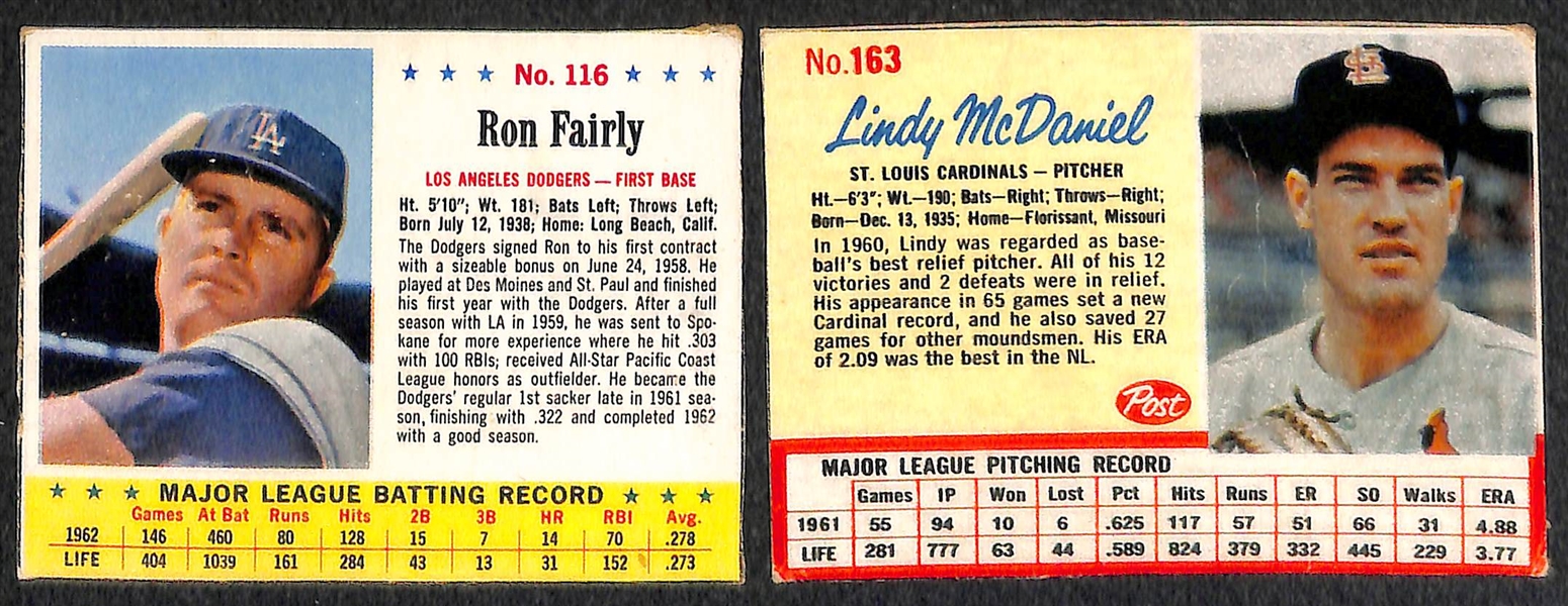 Lot of 50 1961-1963 Post Cereal Cards w. Elroy Face