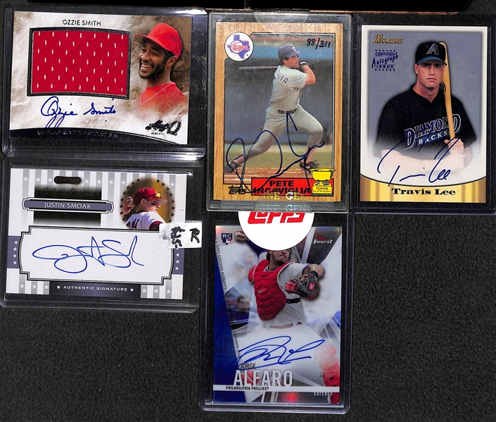 Lot of 34 Baseball Autograph Cards w. Ozzie Smith