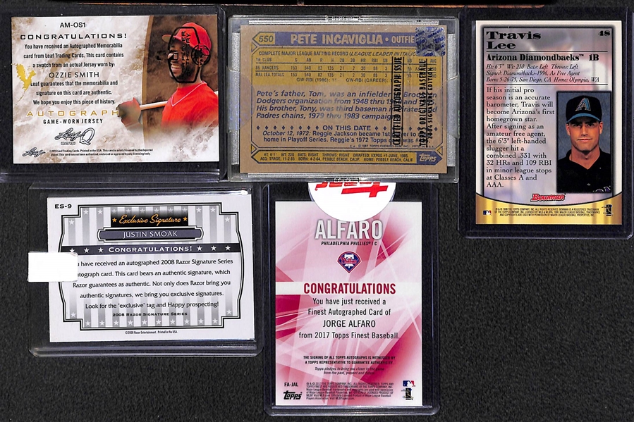 Lot of 34 Baseball Autograph Cards w. Ozzie Smith