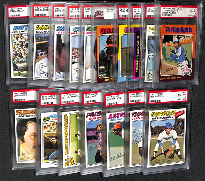 Lot of 17 Baseball Graded Cards From 1970's w. Hank Aaron