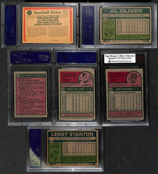 Lot of 17 Baseball Graded Cards From 1970's w. Hank Aaron