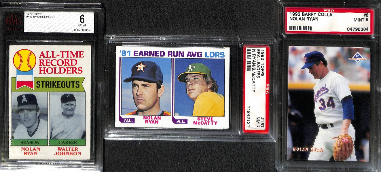 Lot of 9 Nolan Ryan Graded Cards w. 1975 Topps BVG 5.5