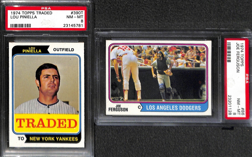 Lot of 24 PSA 8 Graded 1974 Topps Baseball Cards w. Rollie Fingers & Lou Pinella
