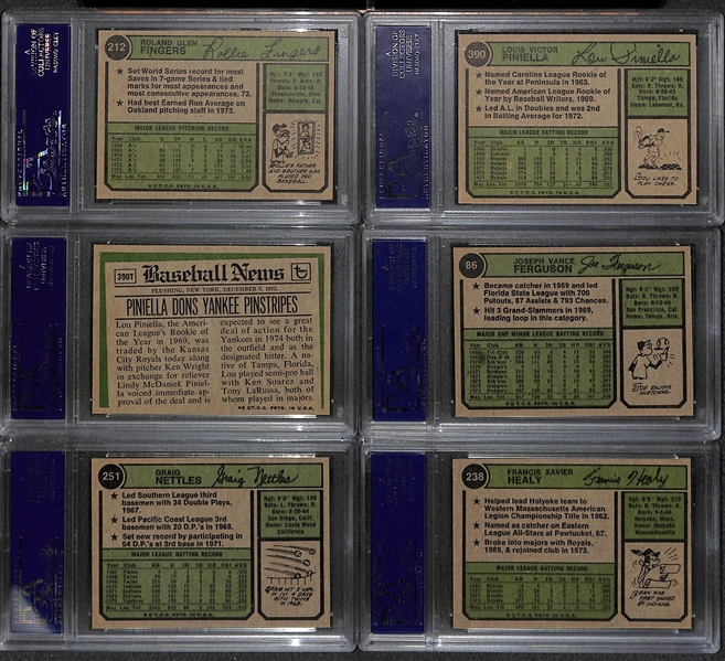 Lot of 24 PSA 8 Graded 1974 Topps Baseball Cards w. Rollie Fingers & Lou Pinella