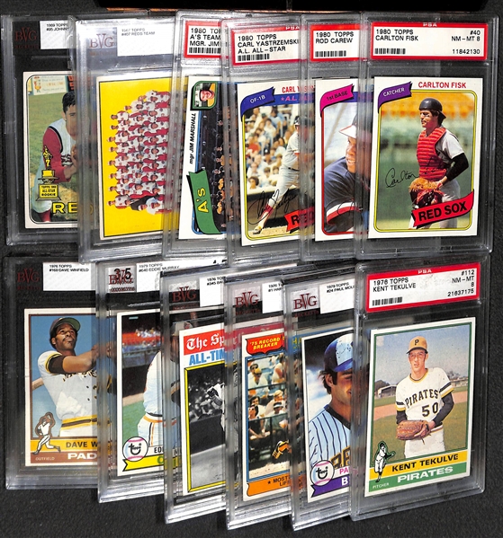 Lot of 12 Baseball Graded Cards 1967-1980 w. Johnny Bench