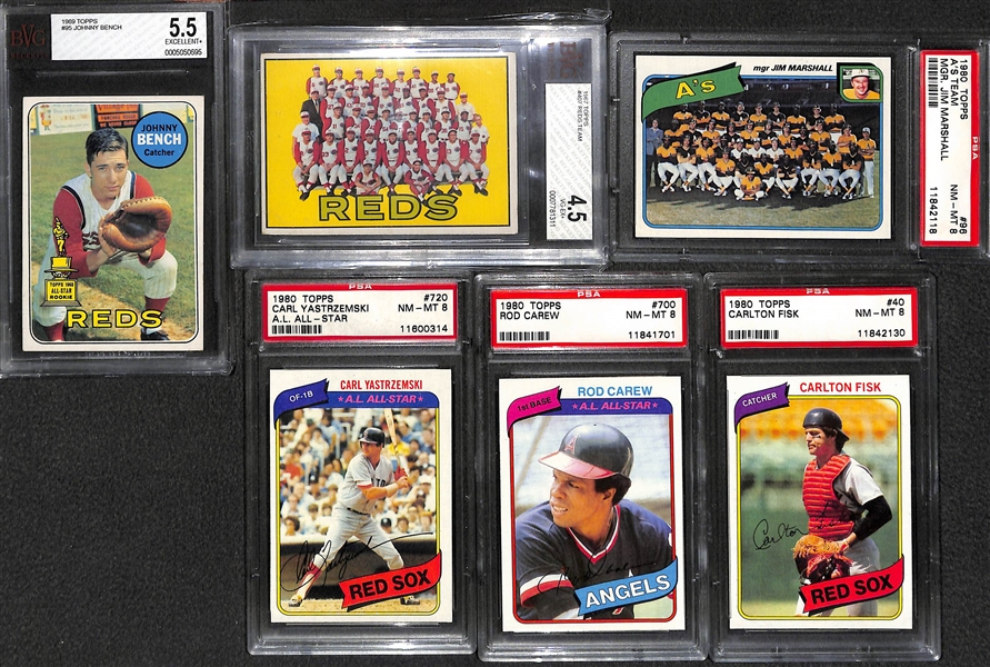 Lot of 12 Baseball Graded Cards 1967-1980 w. Johnny Bench
